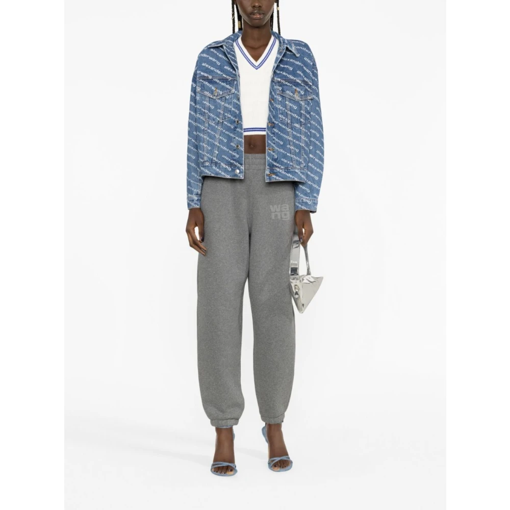 alexander wang Blauwe Denim Logo Print Jas Blue Dames