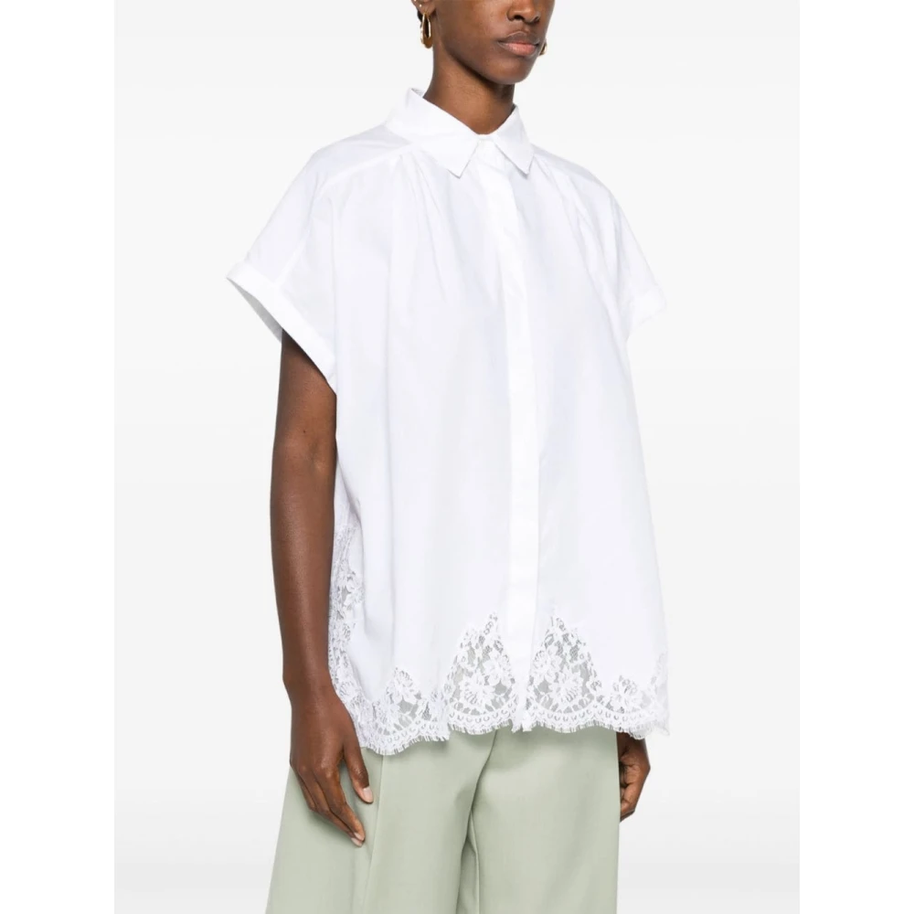 Ermanno Scervino Witte Overhemd met Bloemenkant White Dames