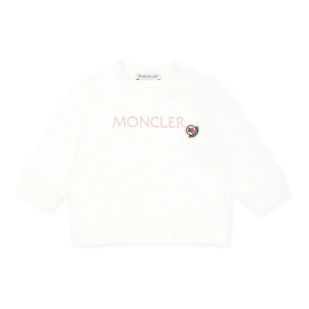 Moncler Barn Vit Tröja med Logotyp Broderi White, Unisex