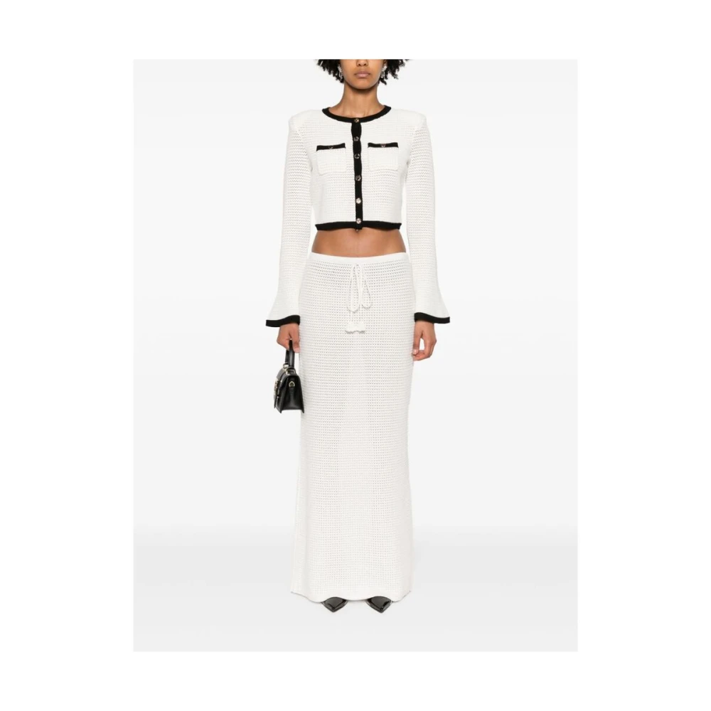 Self Portrait Pointelle Gebreid Vest White Dames