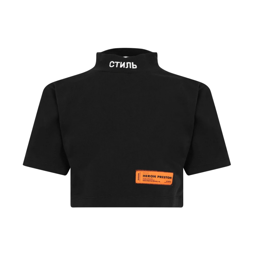 Heron Preston Logo Turtleneck Crop T-Shirt Zwart Katoen Black Dames