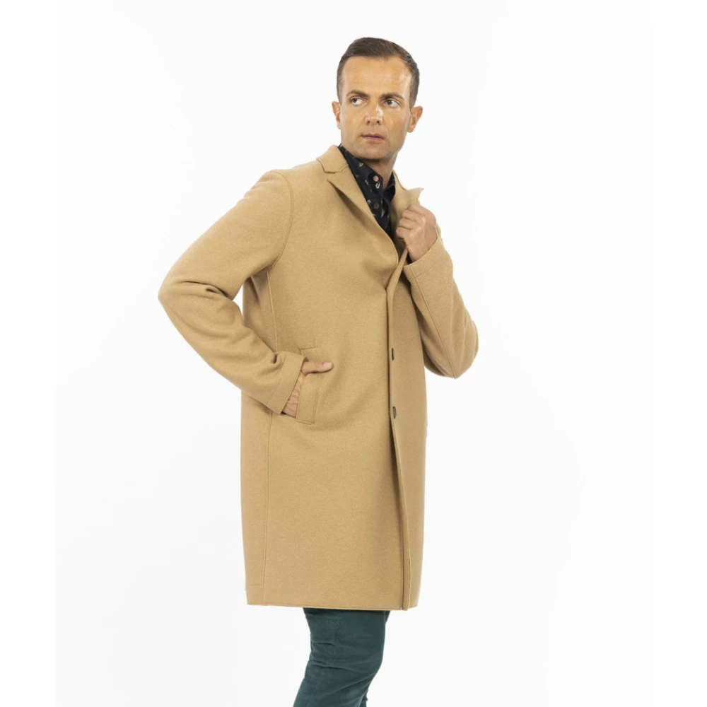 Harris Wharf London Korte Single-Breasted Jas Beige Heren