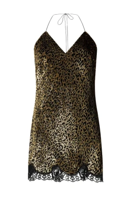 Macro Leopard Print Silk Slip Dress