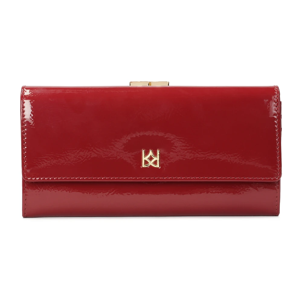 Kazar Elegante portemonnee van lakleer met een delicate vouw Red Dames