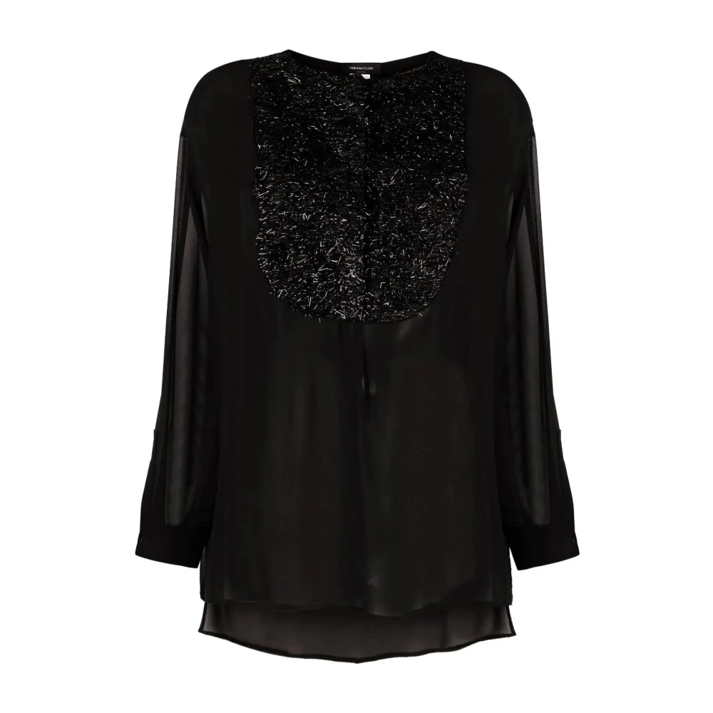 Fabiana Filippi Black Blouses, Female, S, Blue Silk Shirt