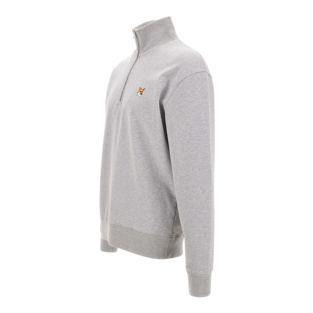 Maison Kitsuné Grijze Katoenen Sweatshirt met Vos Logo Gray Heren