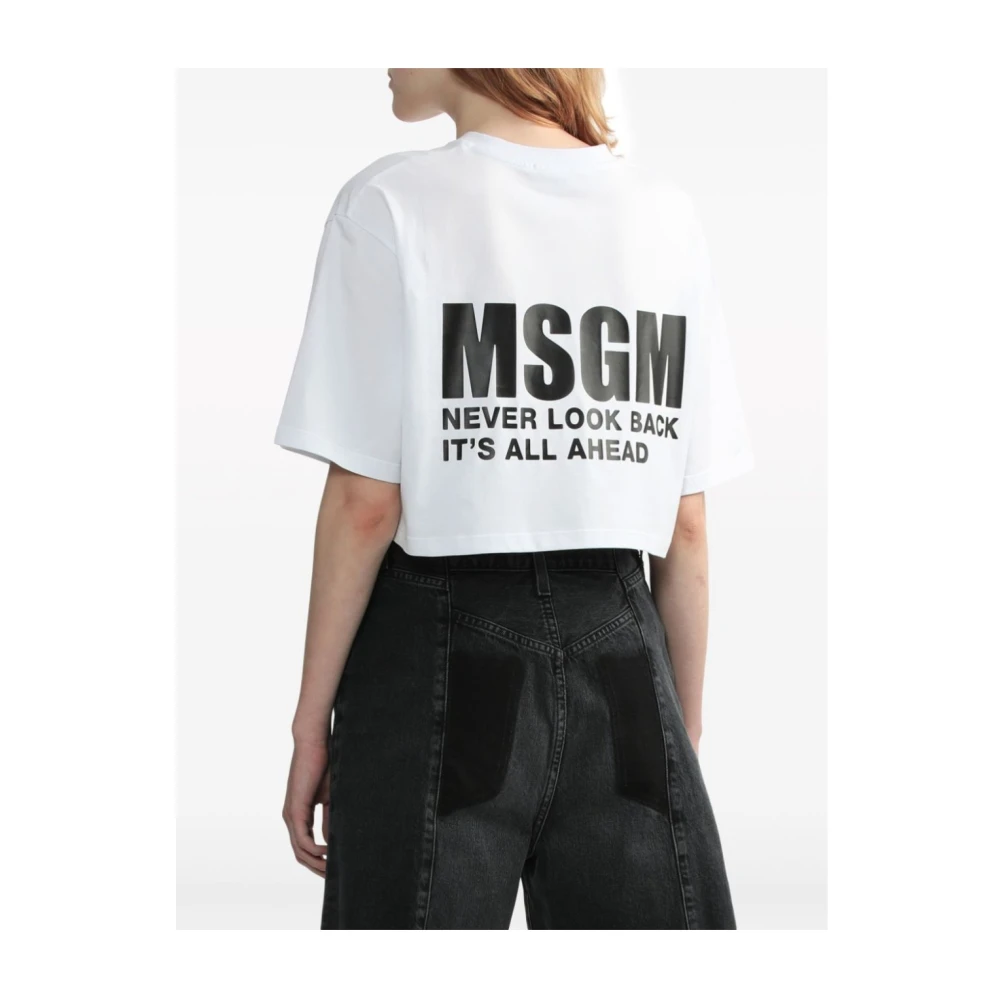 Msgm Logo Piccolo T-Shirt 01 White Dames