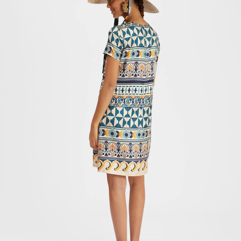 La DoubleJ Zijden Mini Swing Jurk Multicolor Dames