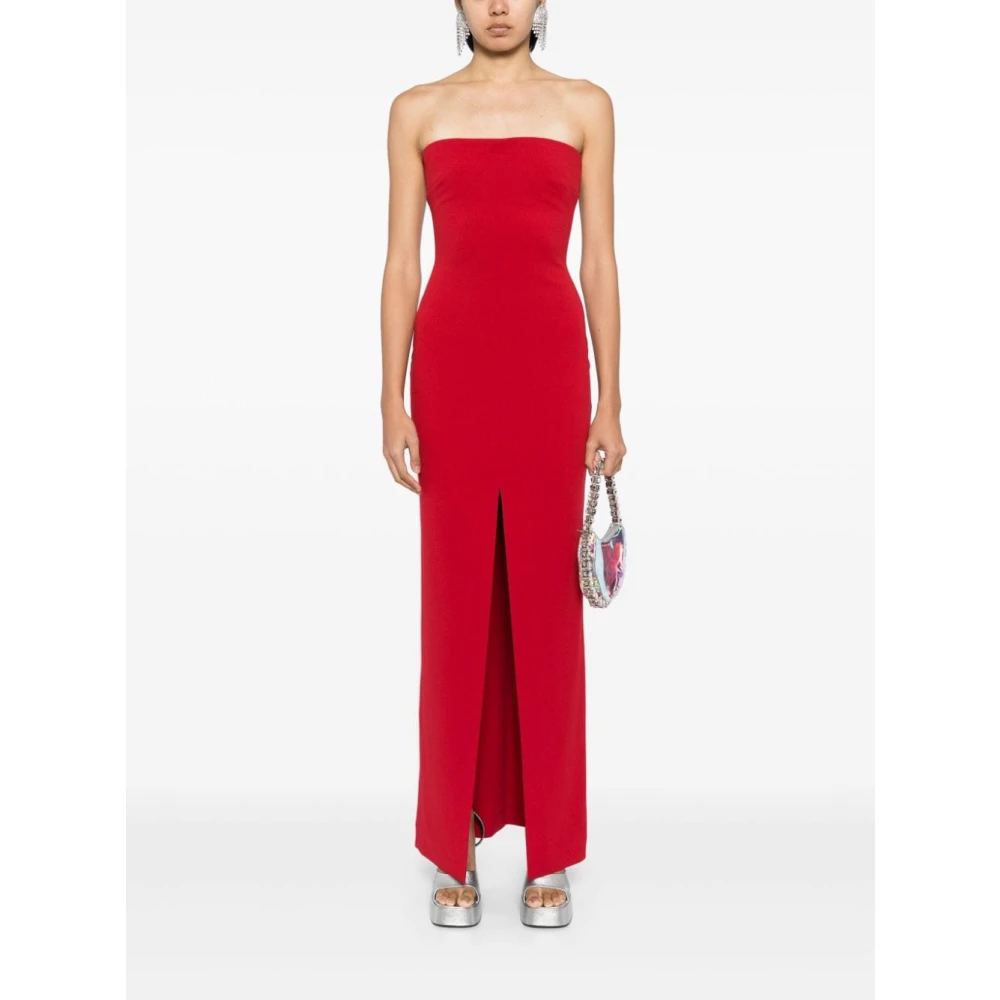 Solace London Robijnrode Strapless Jurk met Voorspleet Red Dames