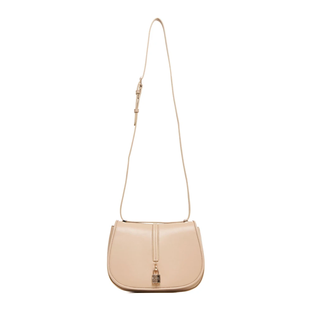 V73 Beige Schoudertas met Flap Sluiting Beige Dames