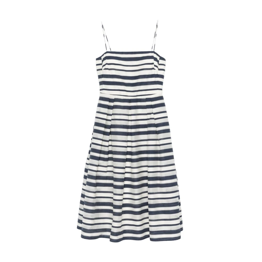 Ralph Lauren Women's Blue Striped Midi Dress