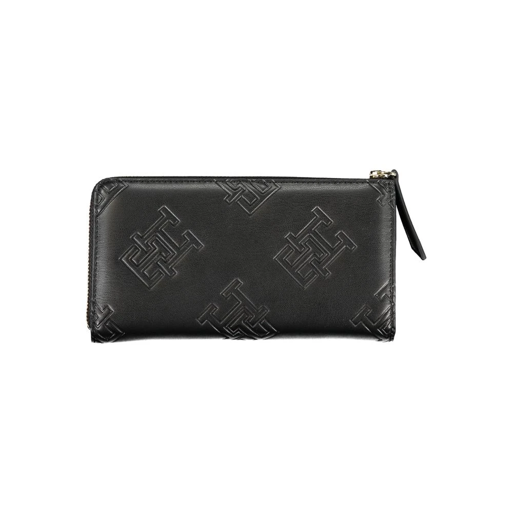 Tommy Hilfiger Elegante Portemonnee met Rits en Contrasterende Accenten Black Dames