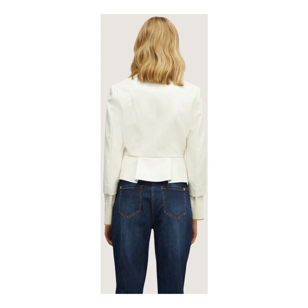 Motivi Korte Slim-Fit Jas White Dames