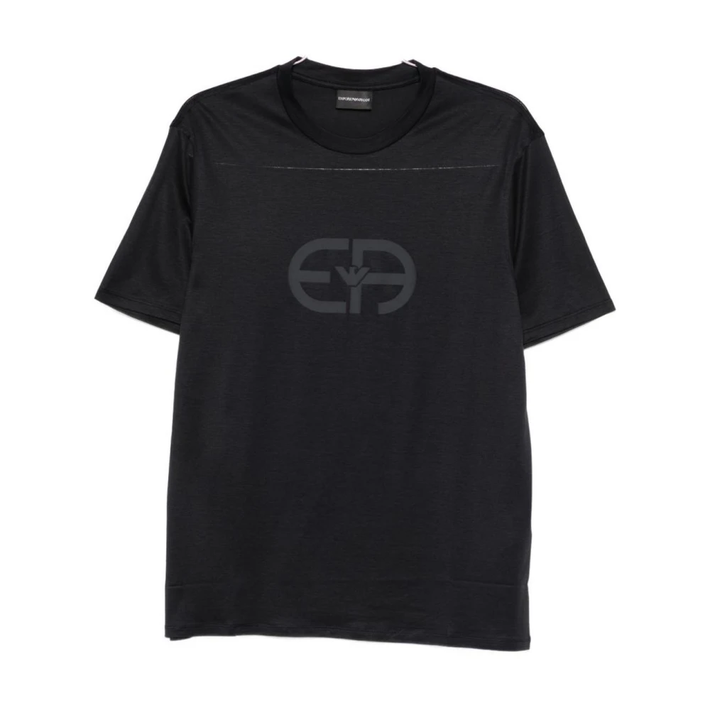 Emporio Armani Mannelijk Blauw Tops Heren, L, T-Shirt Met Ronde Hals