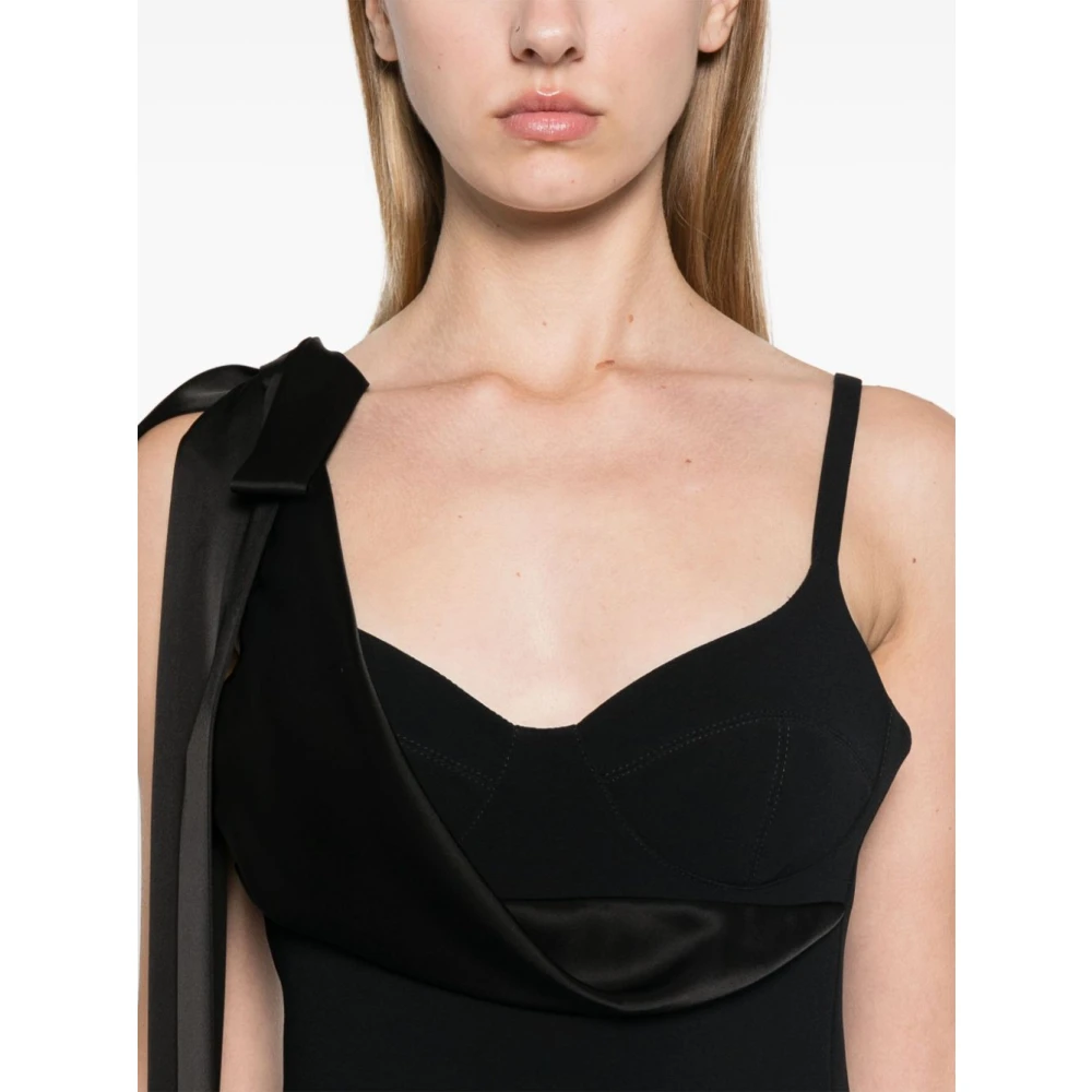 David Koma Zwarte Jurk met Strikdetail Black Dames