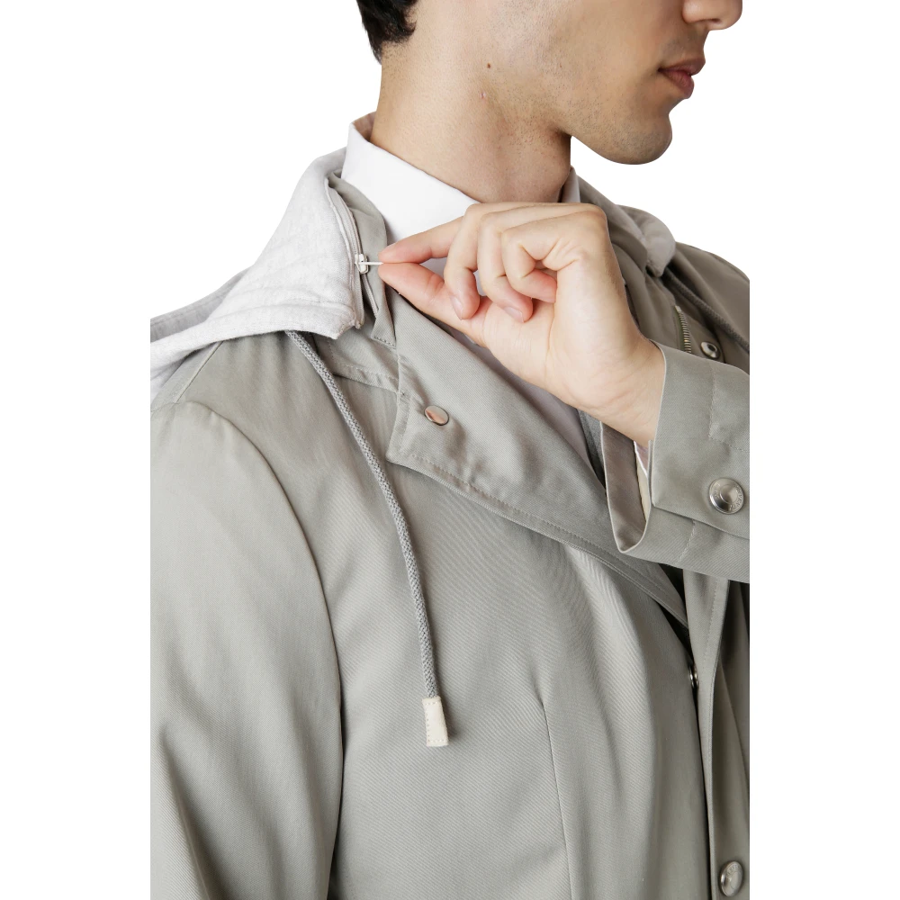 Eleventy Zijden Hoodie en Fleece Jas Gray Heren