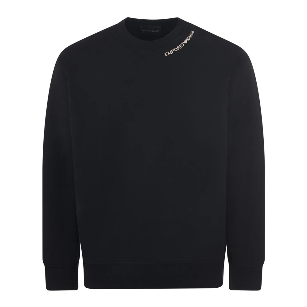Emporio Armani Zwarte heren sweatshirt met voorlogo letters Black Heren