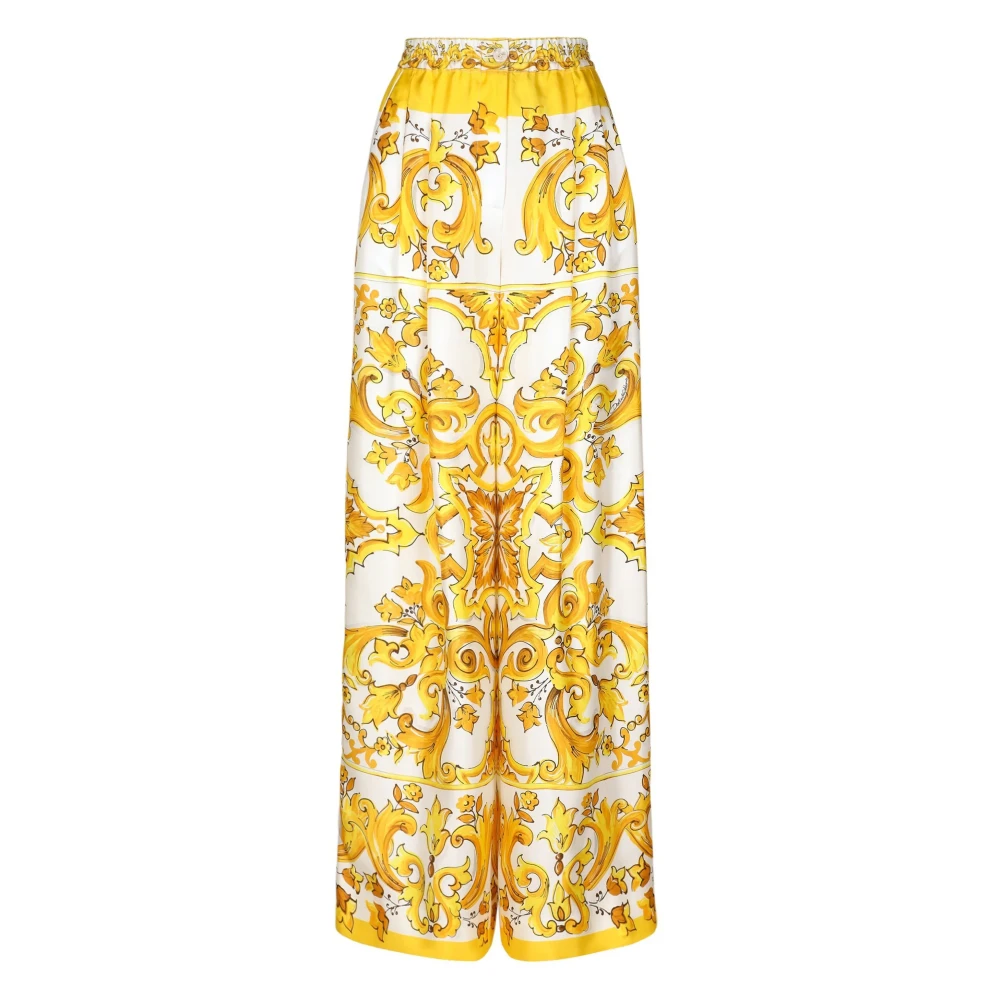 Dolce & Gabbana Zijden Gele Broek met Zakken Yellow Dames