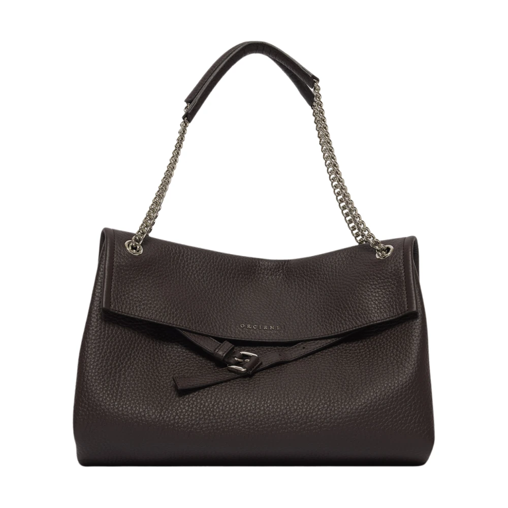 Orciani Women's Brown Dark Leather Shoulder Bag