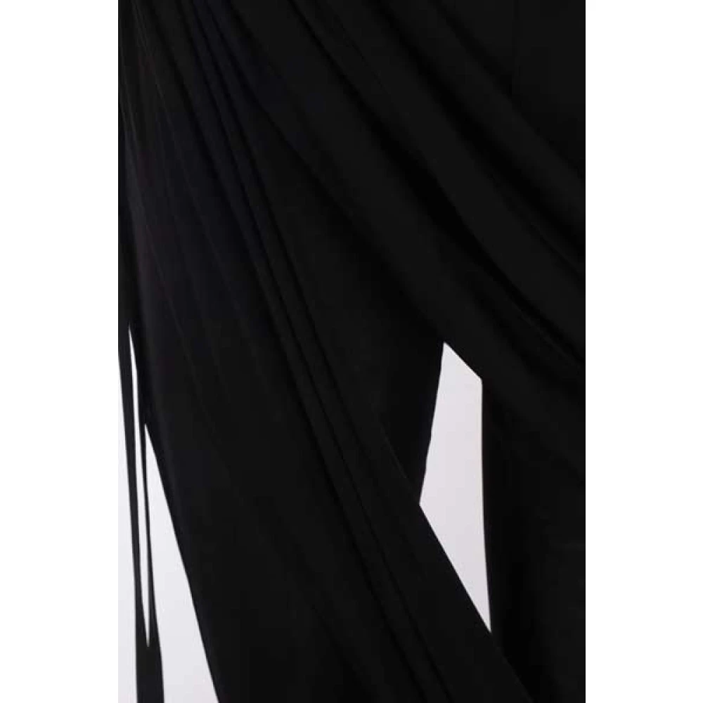 Andrea Adamo Zwarte Flare Broek met Gedrapeerde Zijbanden Black Dames
