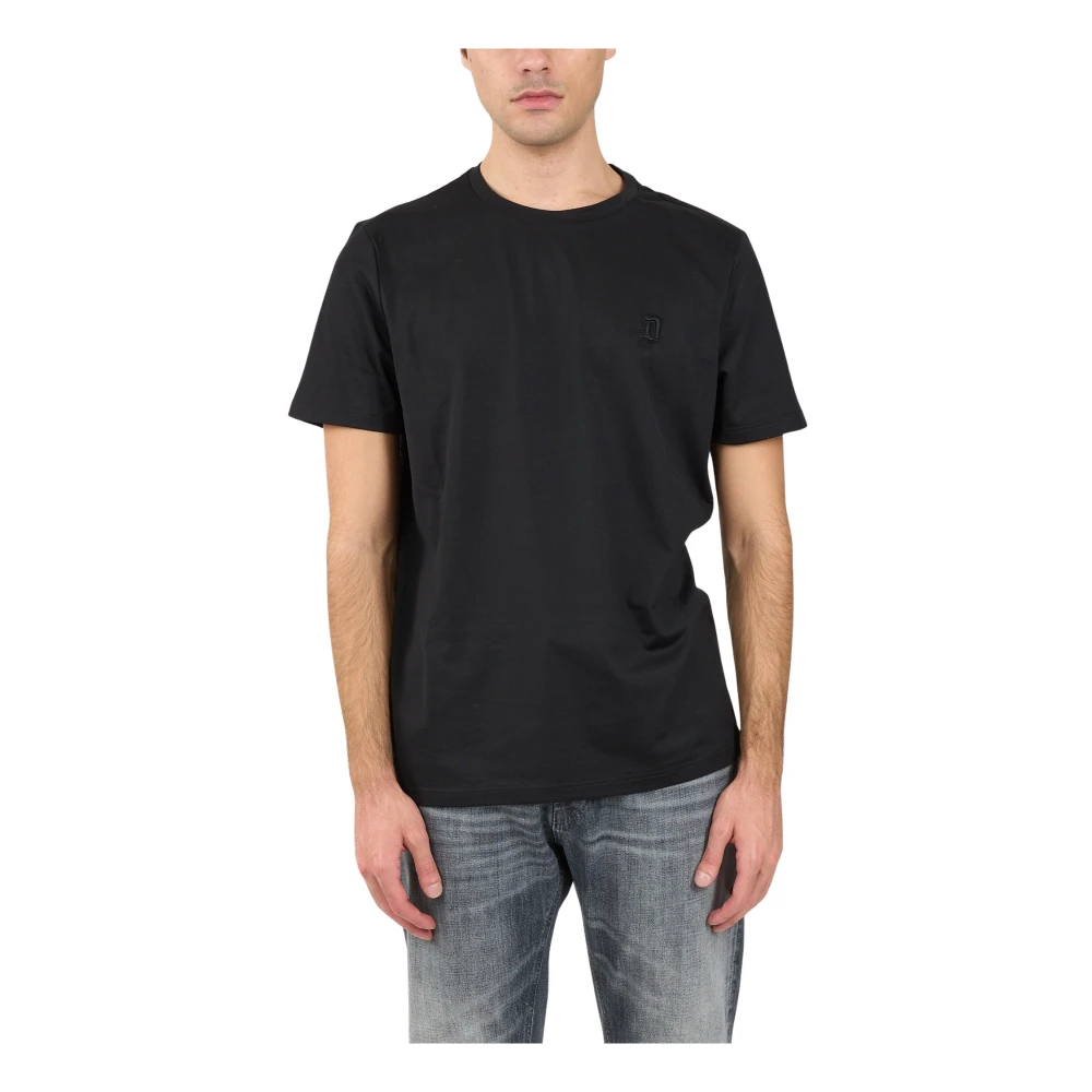 Dondup Jersey T-shirt met geborduurde borst Black Heren