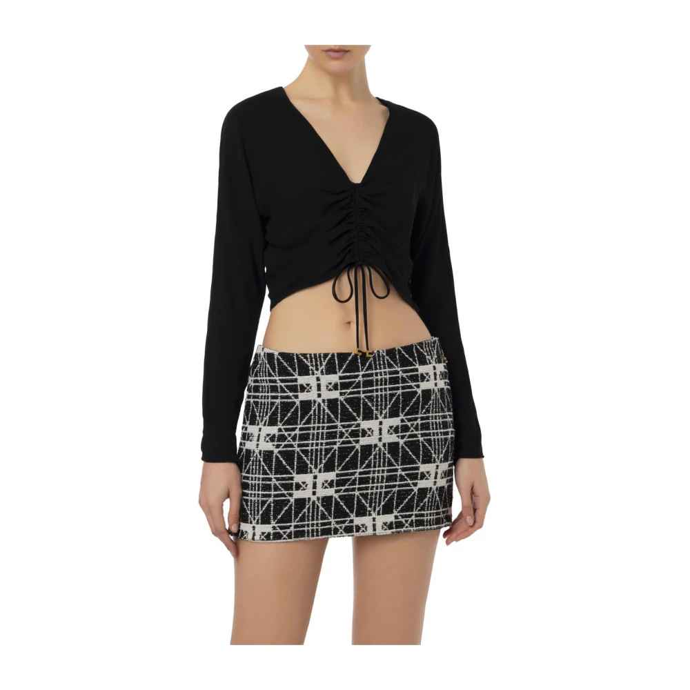 Elisabetta Franchi Zwarte Viscose Top voor Vrouwen Black Dames