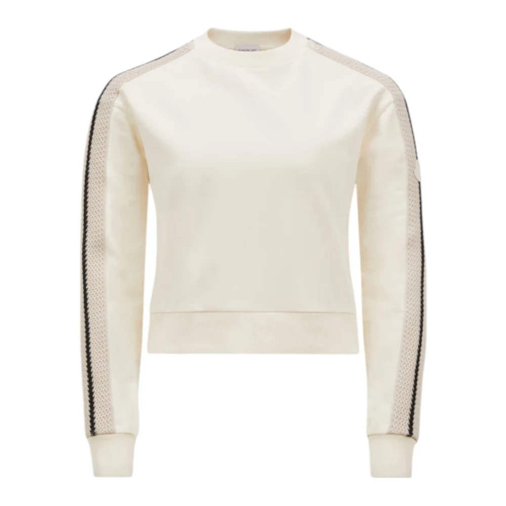 Moncler Women's Beige Sweatshirts, L, Striped Crochet Sweatshirt Set