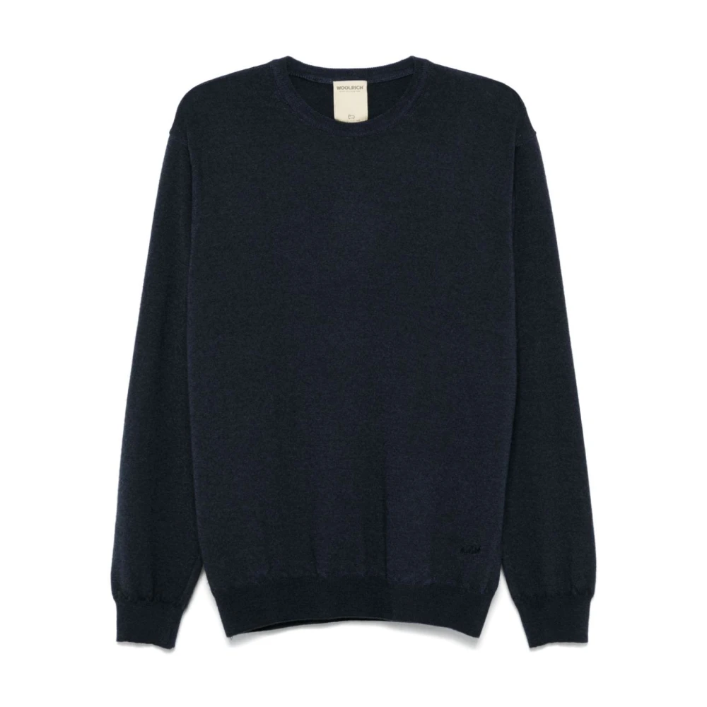 Woolrich Blauwe Geribbelde Crew Neck Sweater Blue Heren