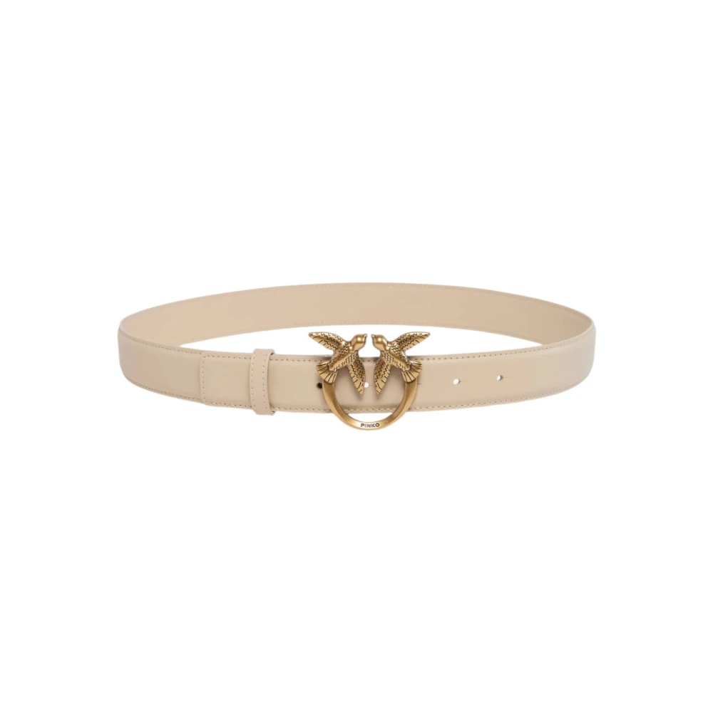 Pinko , Belts, Female, Beige, S, Love Birds Diamond Cut Belt