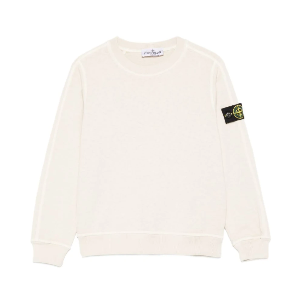 Stone Island Boys Beige Kids Sweatshirts, 6 Y, Felpa Girocollo Con Logo