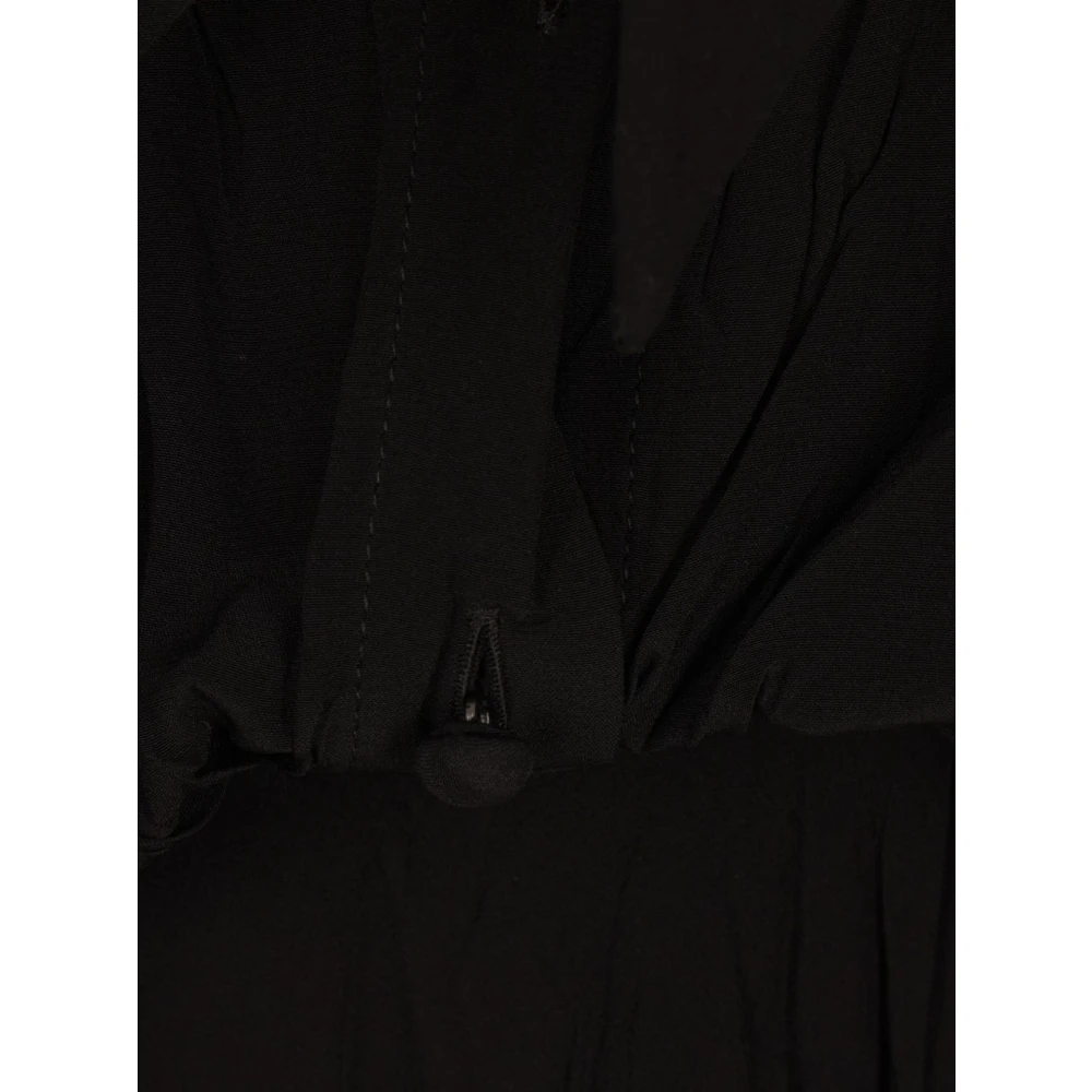 Balenciaga Zwarte zijden midi-jurk met sjaalkraag Black Dames