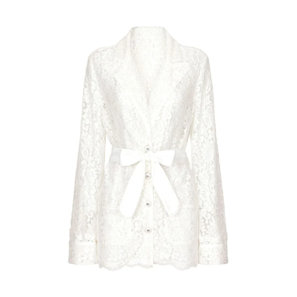 Dolce & Gabbana Bloemen kanten shirt White Dames