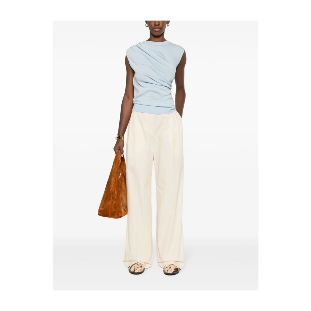 Maison Kitsuné Stijlvolle Double Pleats Broek Beige Dames