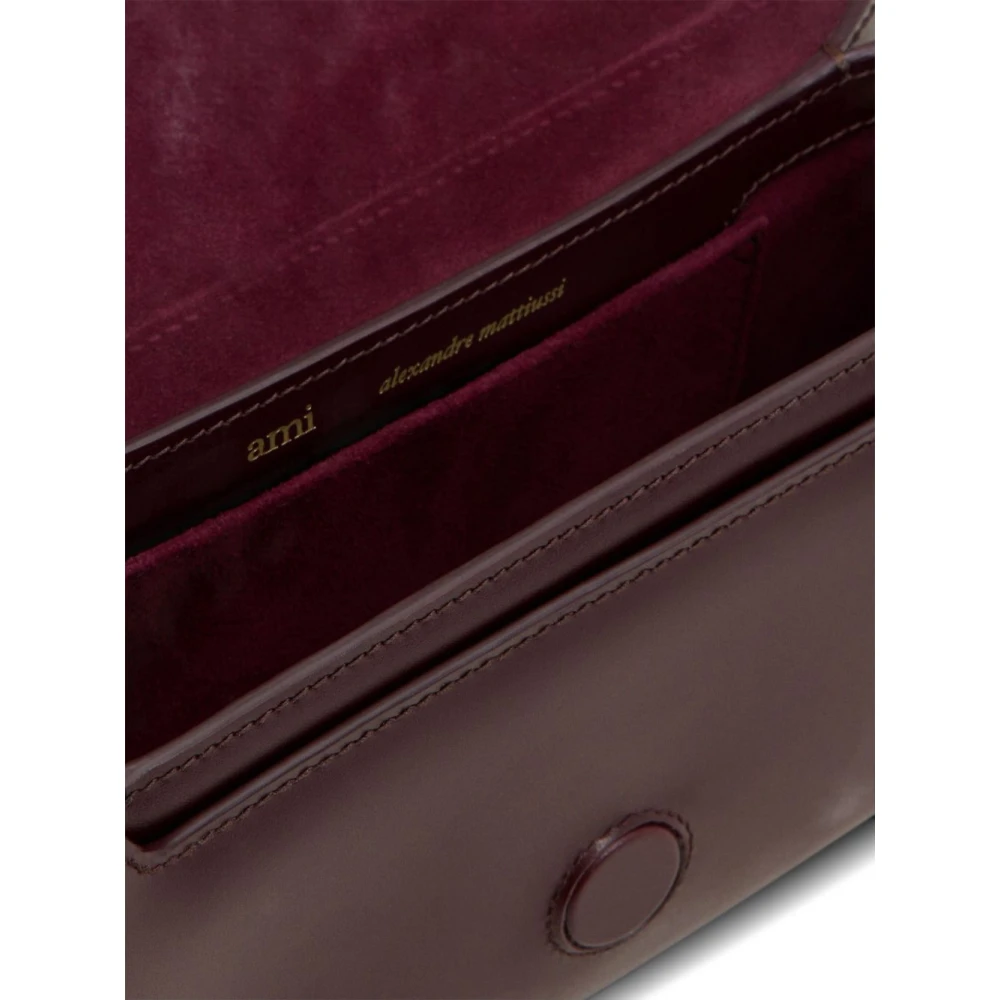 Ami Paris Bourgondisch Leren Schoudertas met Zak Purple Dames