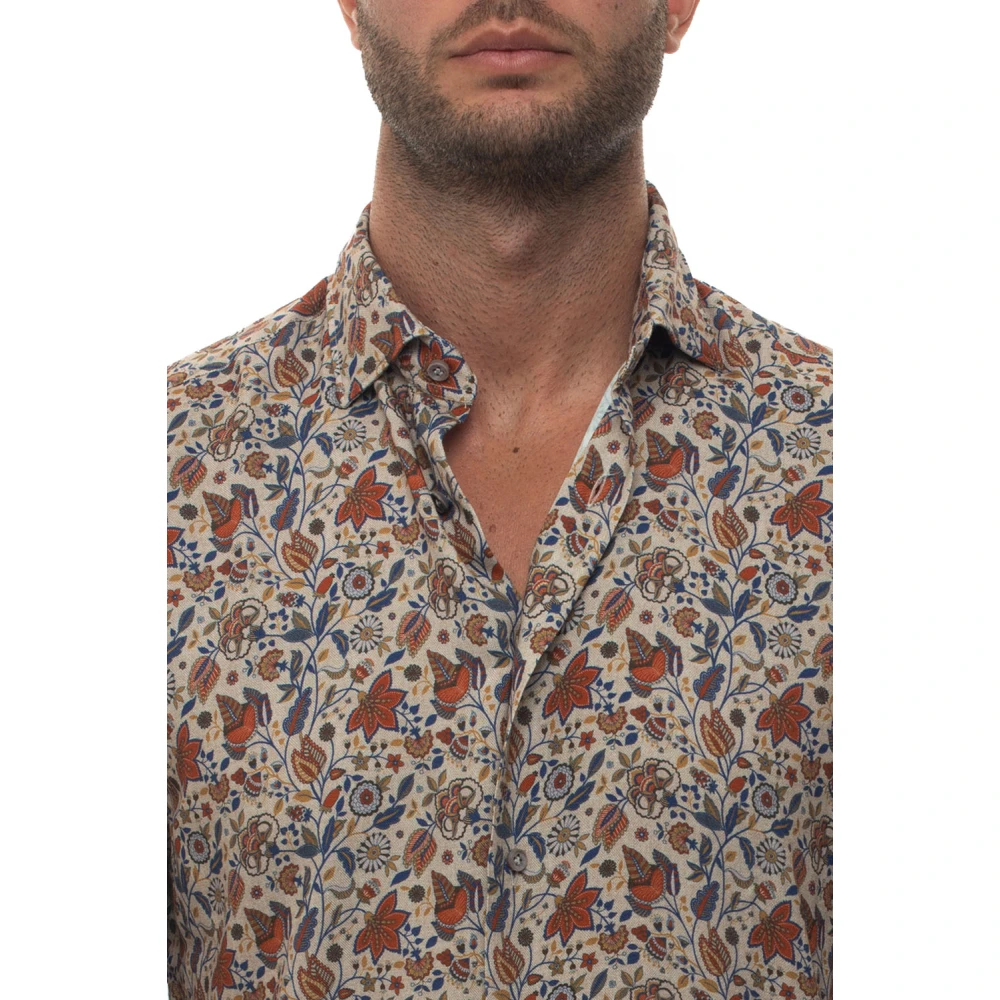 Càrrel Bladprint Jurk Hals Shirt Multicolor Heren
