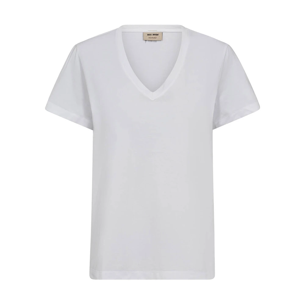 MOS MOSH Basis V-hals T-shirt in DALA-stijl White Dames