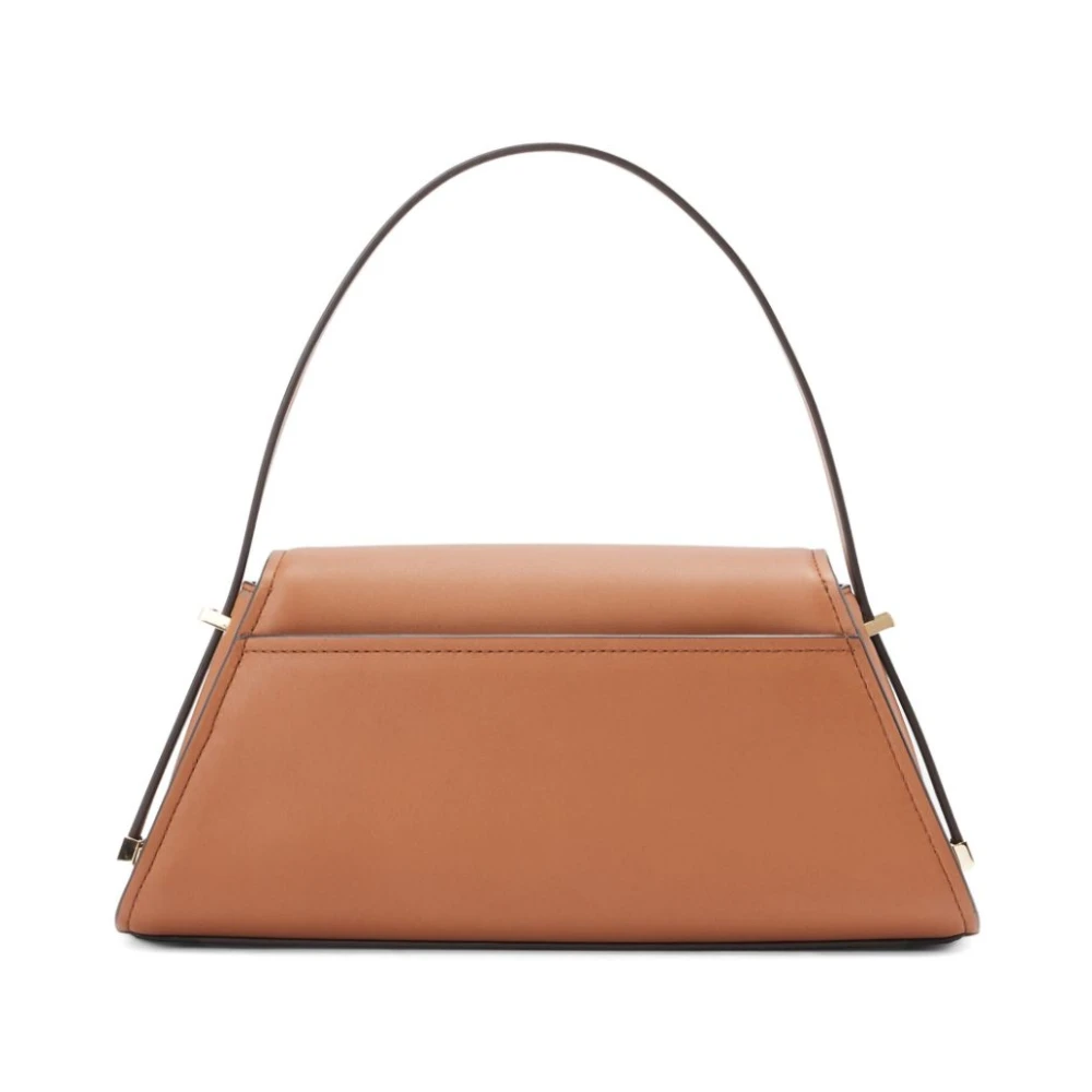 Michael Kors Bruin Leren Schoudertas Foldover Stijl Brown Dames