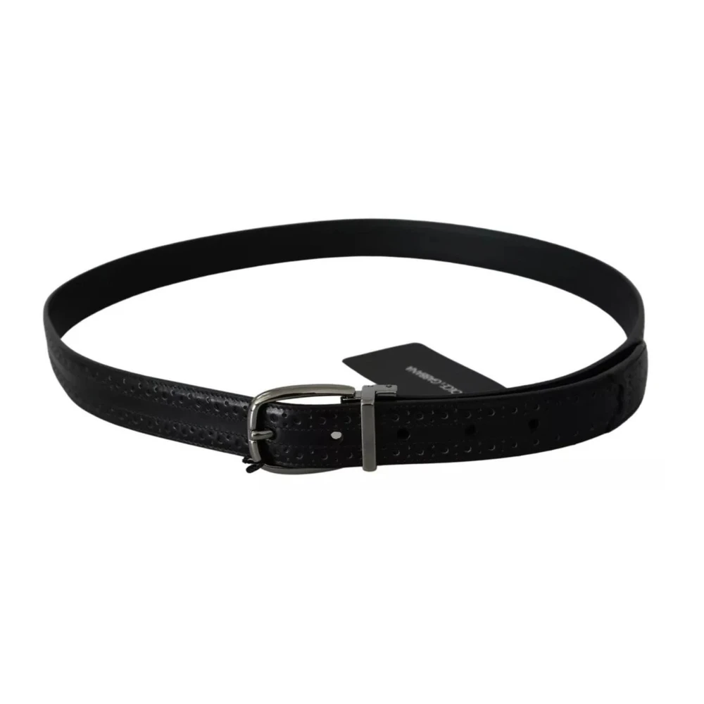 Dolce & Gabbana Klassieke Zilveren Leren Riem Black Heren