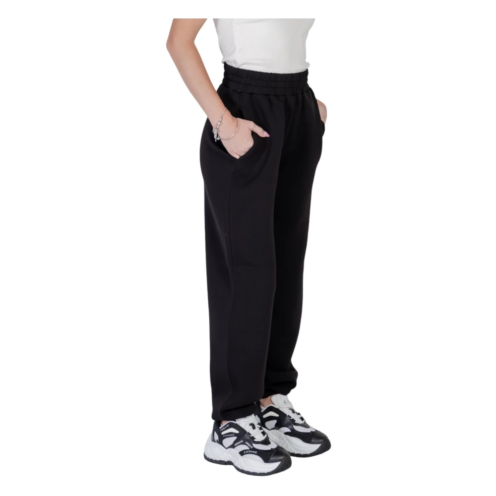 Guess Zwarte Bedrukte Vetersluiting Broek Vrouwen Herfst Winter Black Dames