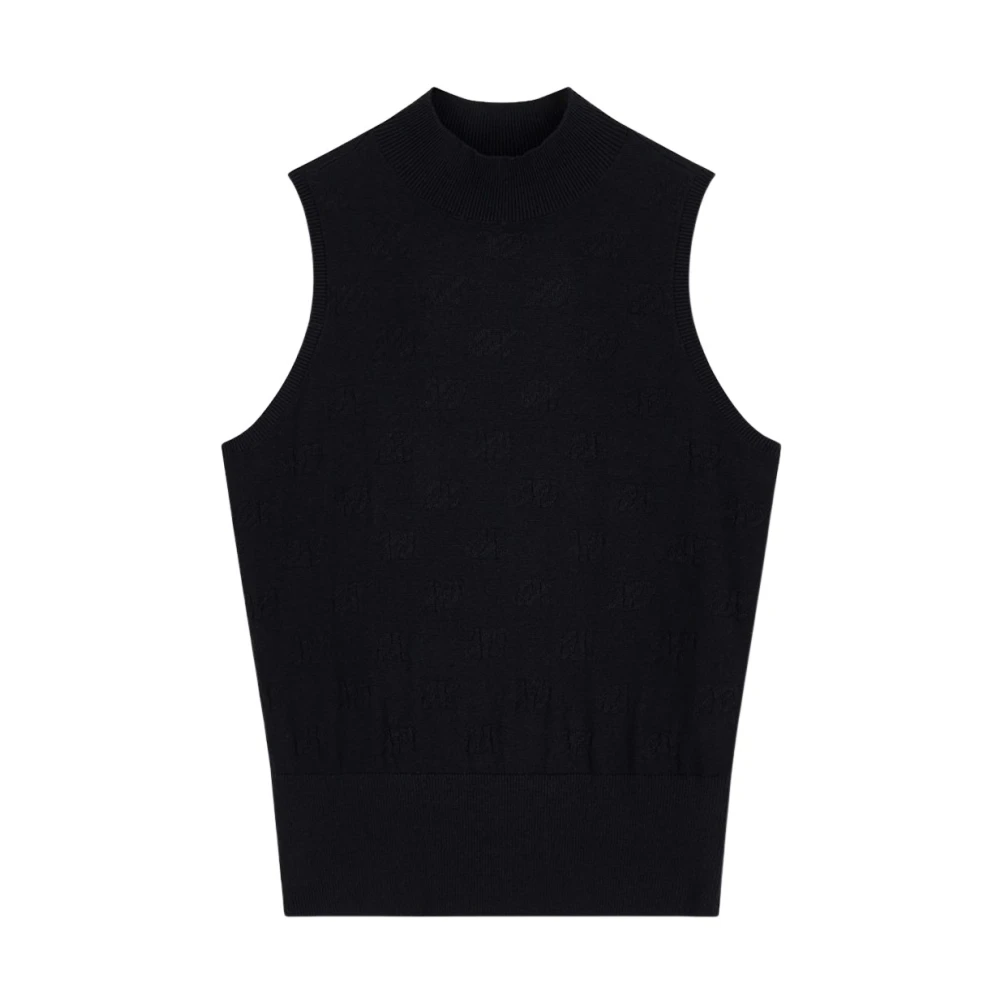 Armani Exchange , Sleeveless Tops, Female, Black, S, Viscose Cotton Silk Knit Top