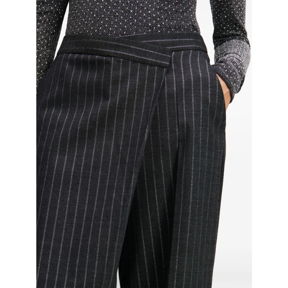 Karl Lagerfeld Grijze Gestreepte Zilveren Broek Black Dames