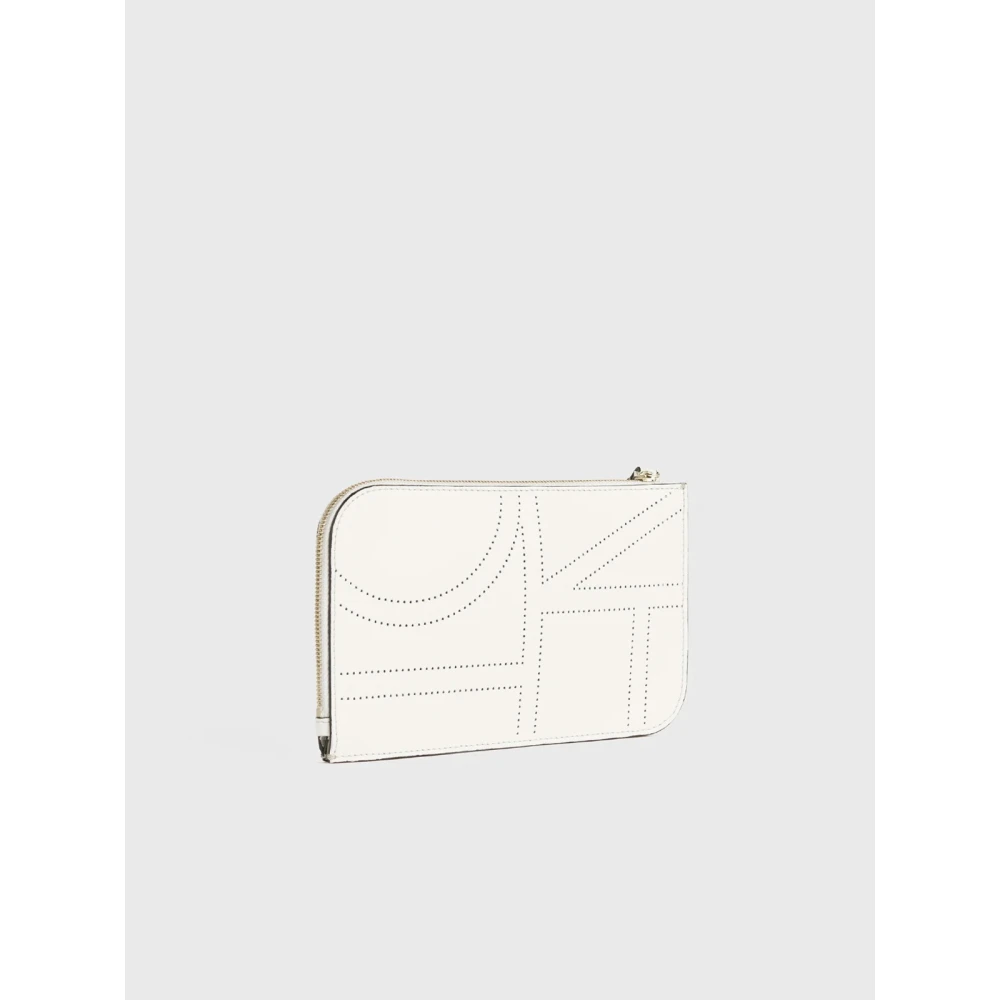 TotêMe Monogram Leren Pols Pouch Beige Dames