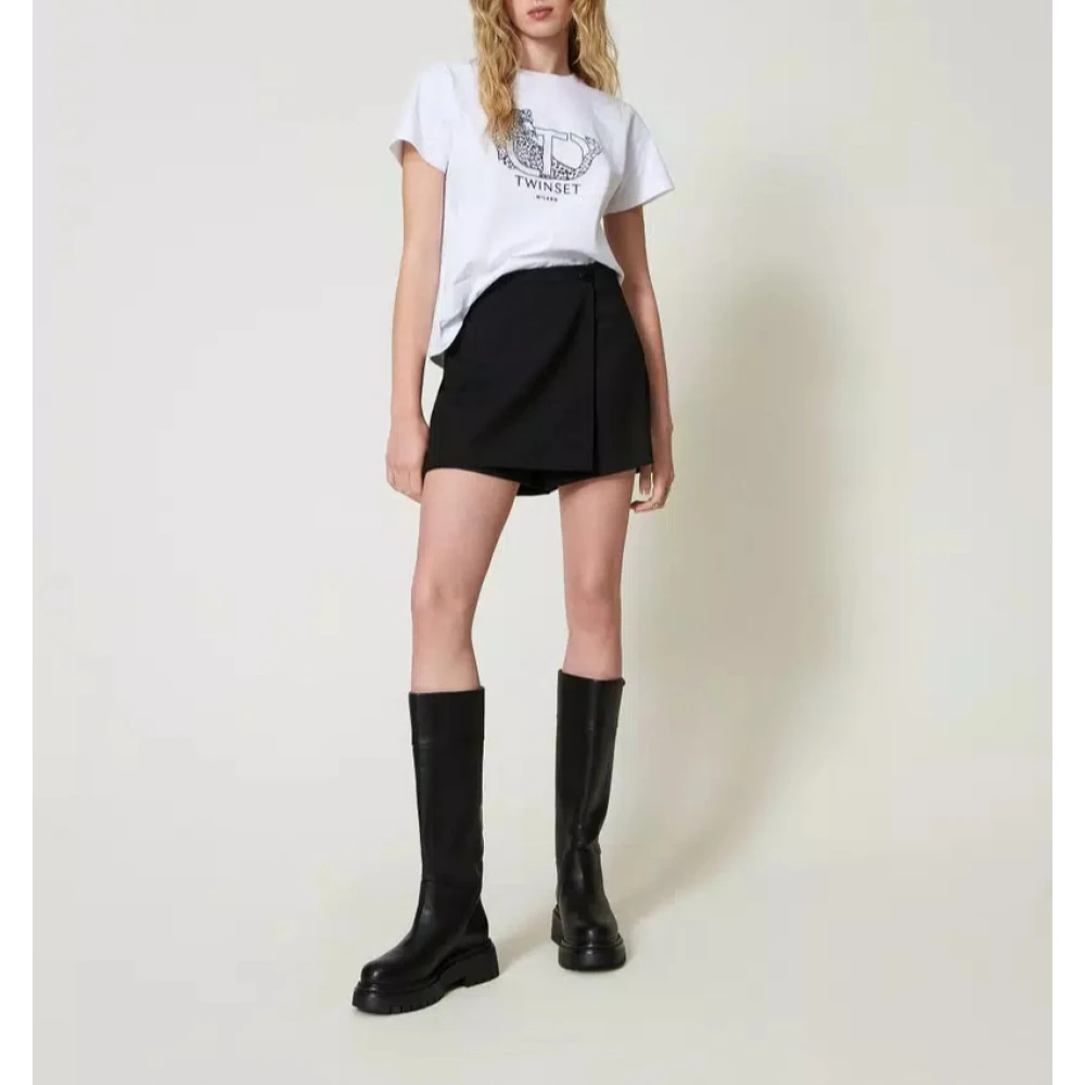 Twinset Geborduurd Logo en Jaguar T-shirt White Dames