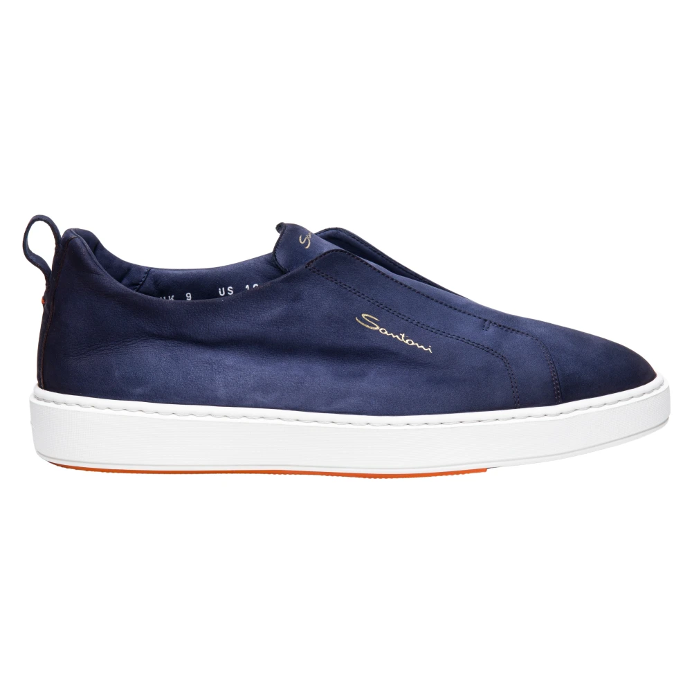 Santoni Slip-On Sneakers med läderhäl Blue, Herr