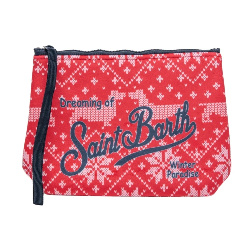 MC2 Saint Barth Kerst Neopreen Clutch met Ritssluiting Red Dames