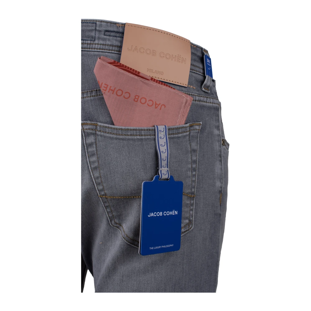 Jacob Cohën Slim Fit Leren Afgezette Jeans Gray Heren