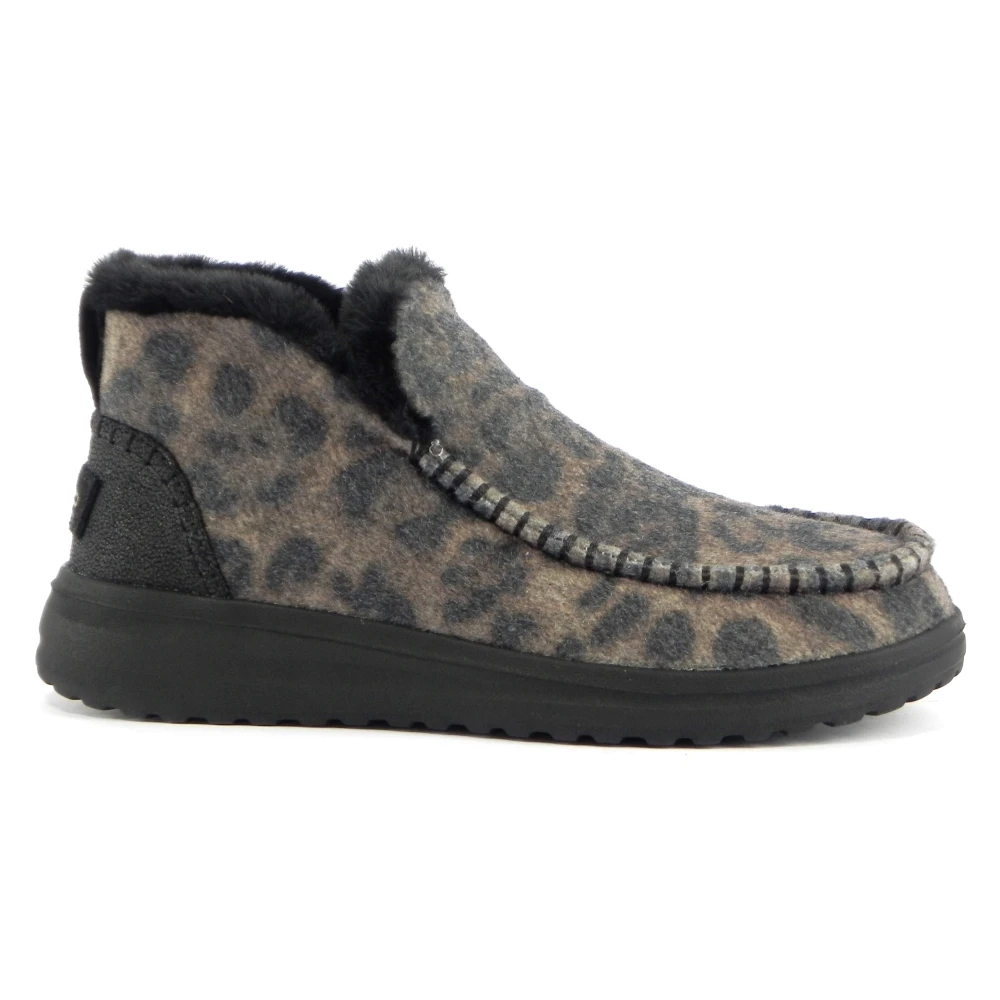 Hey Dude Leopard Mocka Loafer Skor Brown, Dam