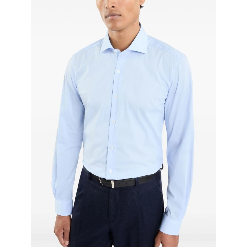 Fay Blauw Katoenmix Stretch Shirt Blue Heren