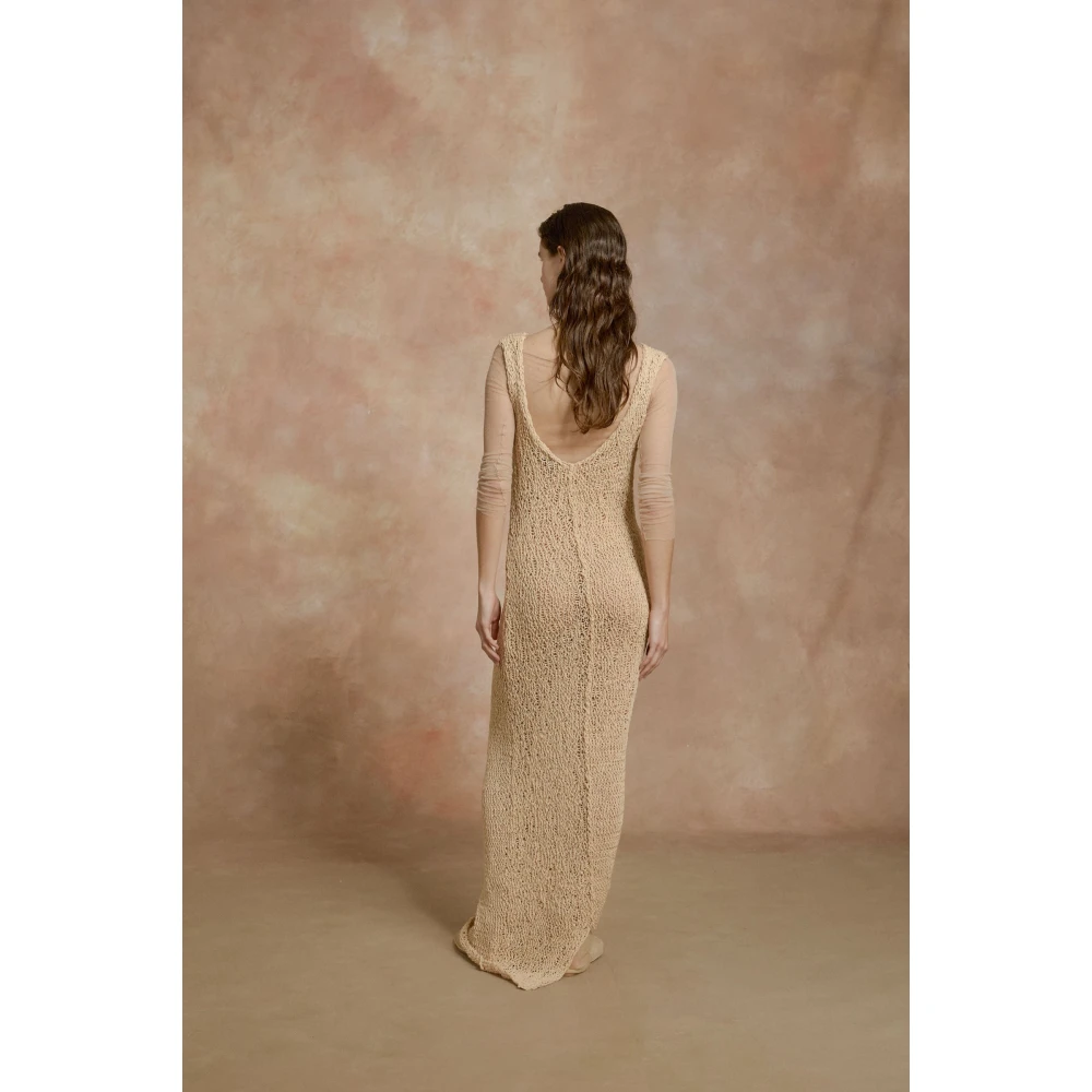 Cortana Hanami lang beige katoenen gebreide jurk Beige Dames
