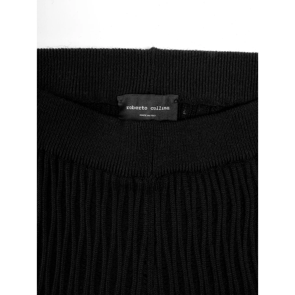 Roberto Collina Zwarte Gebreide Broek Met Wijde Pijpen Black Dames